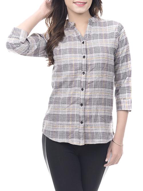 grey cotton check shirt - 14650485 - Standard Image - 1