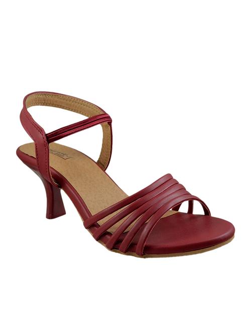 maroon faux leather back strap sandals - 14651122 - Standard Image - 1