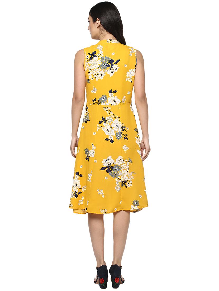 mandarin neck floral a-line dress - 14651529 - Zoom Image - 3