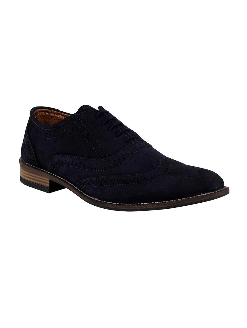 navy Suede lace-up brouge - 14652806 - Zoom Image - 1