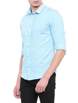 aqua blue cotton casual shirt - 14655608 - Standard Image - 2