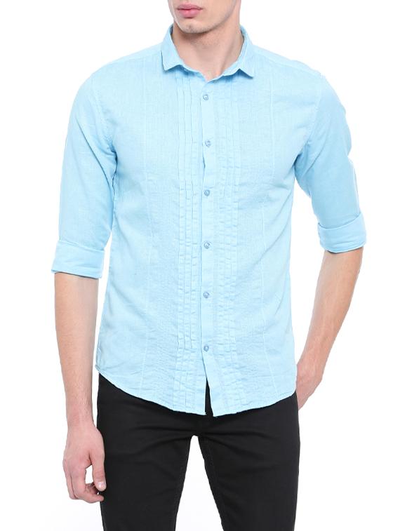 aqua blue cotton casual shirt - 14655608 - Zoom Image - 1
