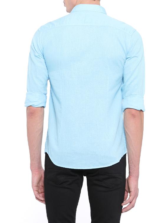 aqua blue cotton casual shirt - 14655608 - Zoom Image - 3