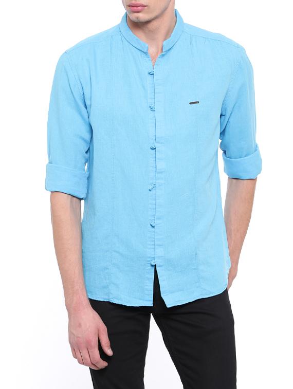 blue linen casual shirt - 14655762 - Zoom Image - 1