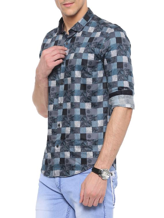 blue cotton casual shirt - 14656037 - Zoom Image - 2