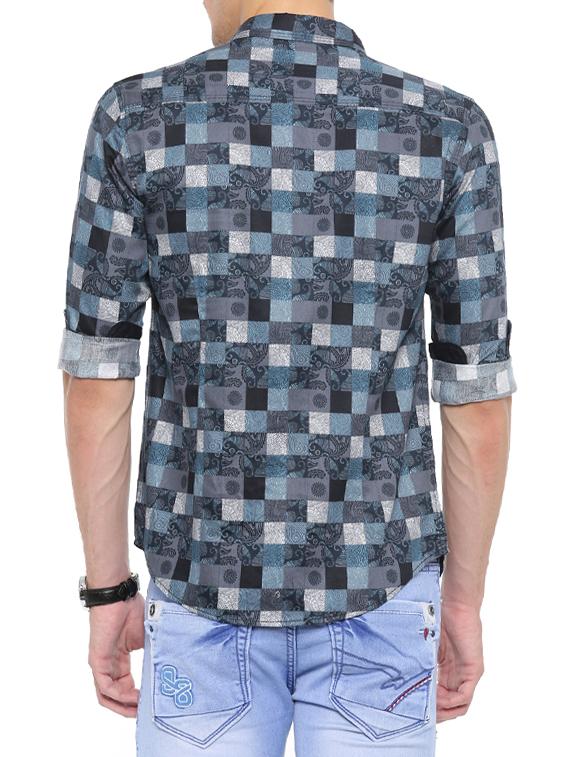 blue cotton casual shirt - 14656037 - Zoom Image - 3