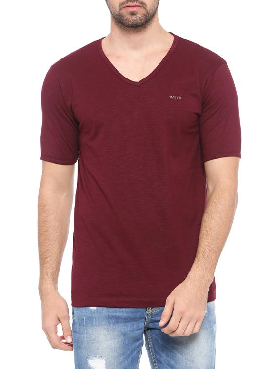 maroon cotton t-shirt - 14656144 - Zoom Image - 1