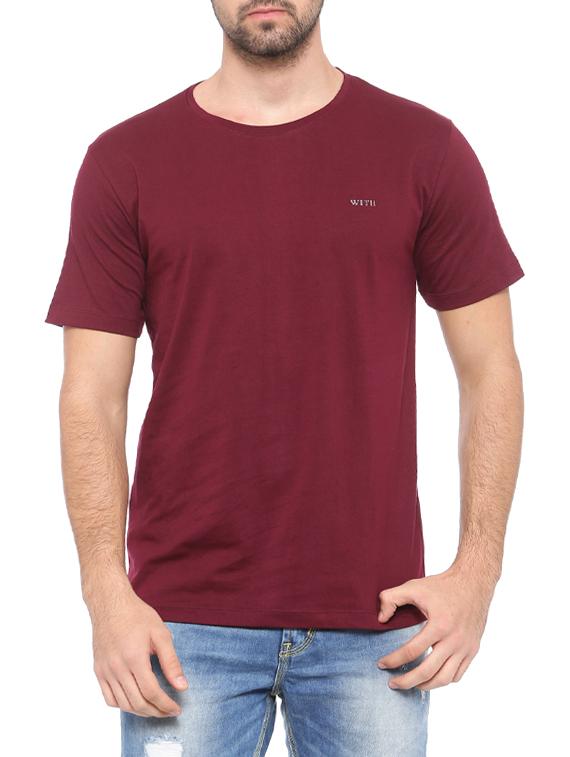 maroon cotton t-shirt - 14656241 - Zoom Image - 1