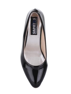 black faux leather slip on pumps - 14657055 - Standard Image - 4