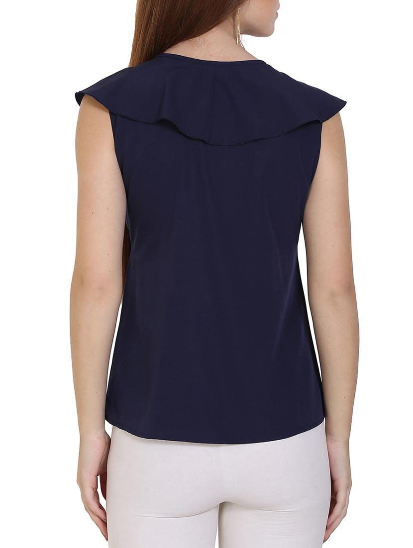 navy blue ruffle top - 14658600 - Zoom Image - 3