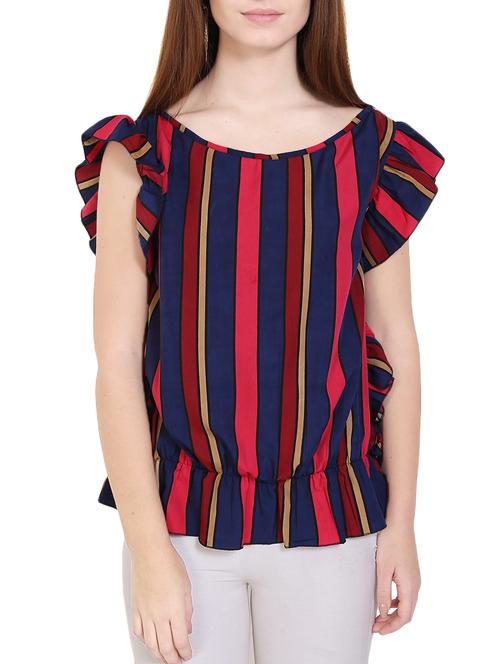 ruffle detail striped blouson top - 14658750 - Standard Image - 1