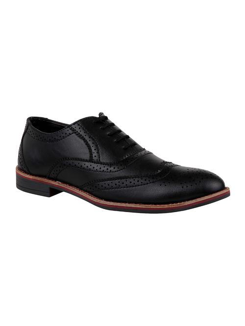 black leatherette lace-up brouge - 14658843 - Standard Image - 1