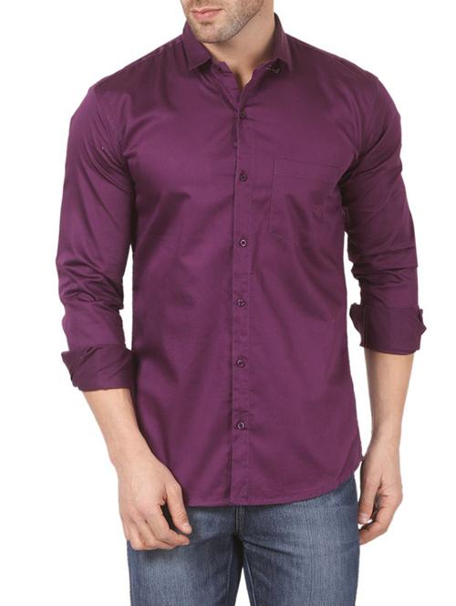 purple cotton blend casual shirt - 14660592 - Very Small Image - 1