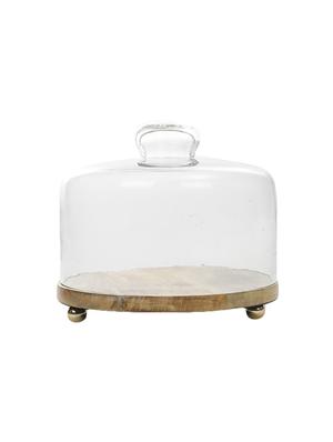 wooden cake platter with glass dome - 14661587 - Standard Image - 4