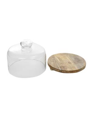wooden cake platter with glass dome - 14661587 - Standard Image - 7