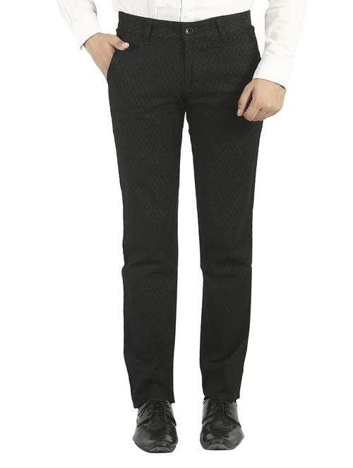 black cotton flat front formal trouser - 14661844 - Very Small Image - 1