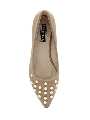 beige suede slip on pumps - 14664645 - Standard Image - 4