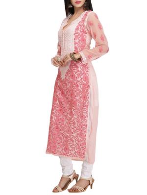 ada pink faux georgette straight kurta - 14667458 - Standard Image - 2
