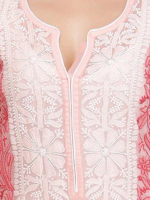 ada pink faux georgette straight kurta - 14667458 - Standard Image - 4