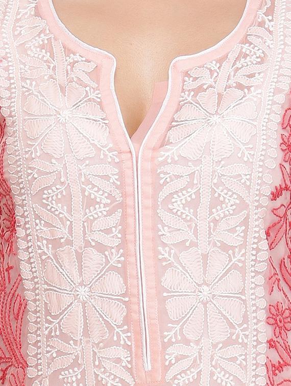 ada pink faux georgette straight kurta - 14667458 - Zoom Image - 4