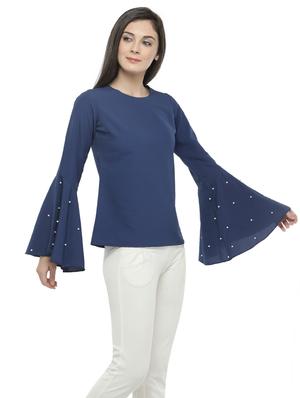 bell sleeved pearl embellished top - 14668801 - Standard Image - 2