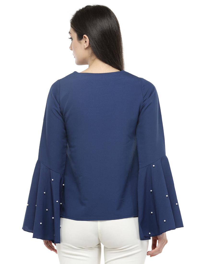 bell sleeved pearl embellished top - 14668801 - Zoom Image - 3
