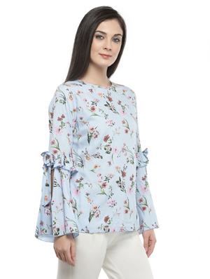 bell sleeved floral top - 14668802 - Standard Image - 2