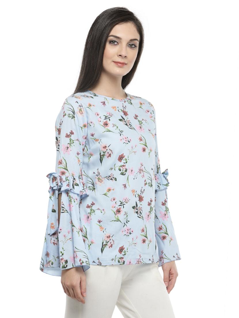 bell sleeved floral top - 14668802 - Zoom Image - 2