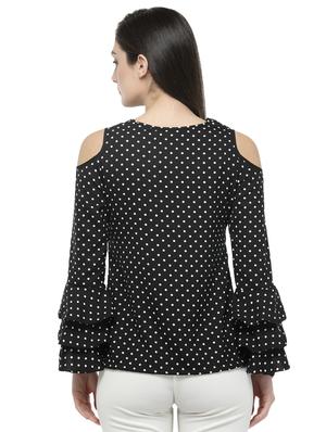 cold shoulder bell sleeved polka dot top - 14668822 - Standard Image - 3