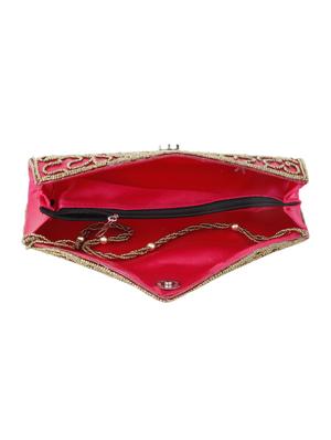 pink satin fold over clutch - 14670906 - Standard Image - 3