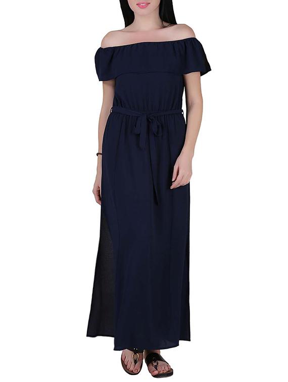 aida georgette solid maxi for women - blue - 14670923 - Zoom Image - 1