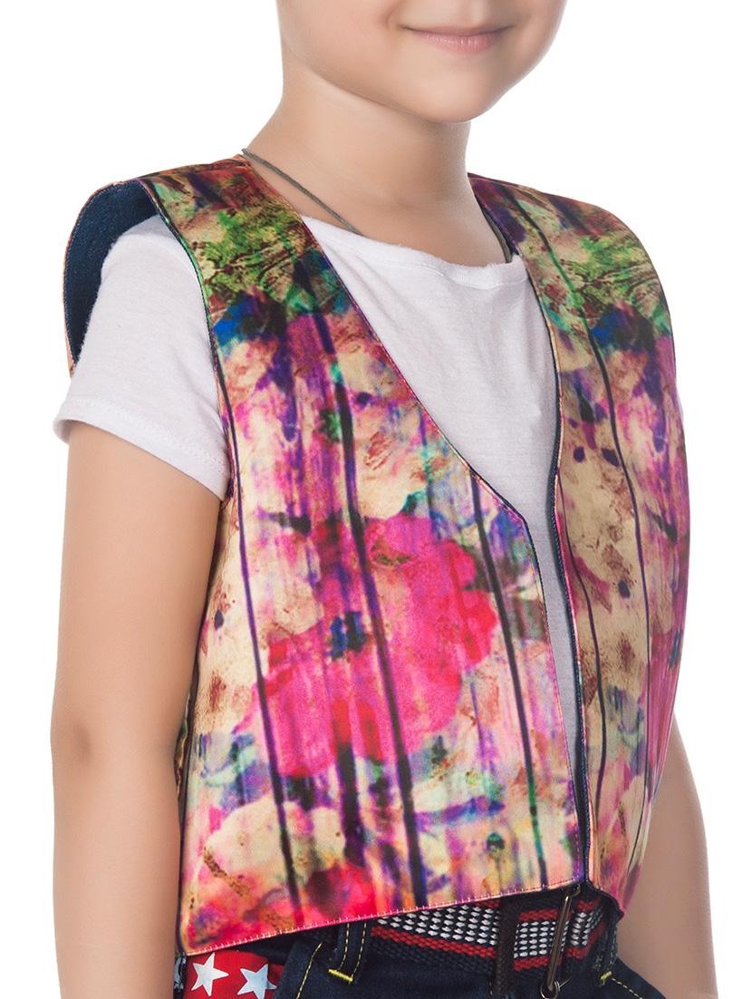 multi colored cotton blend waistcoat - 14674712 - Zoom Image - 2