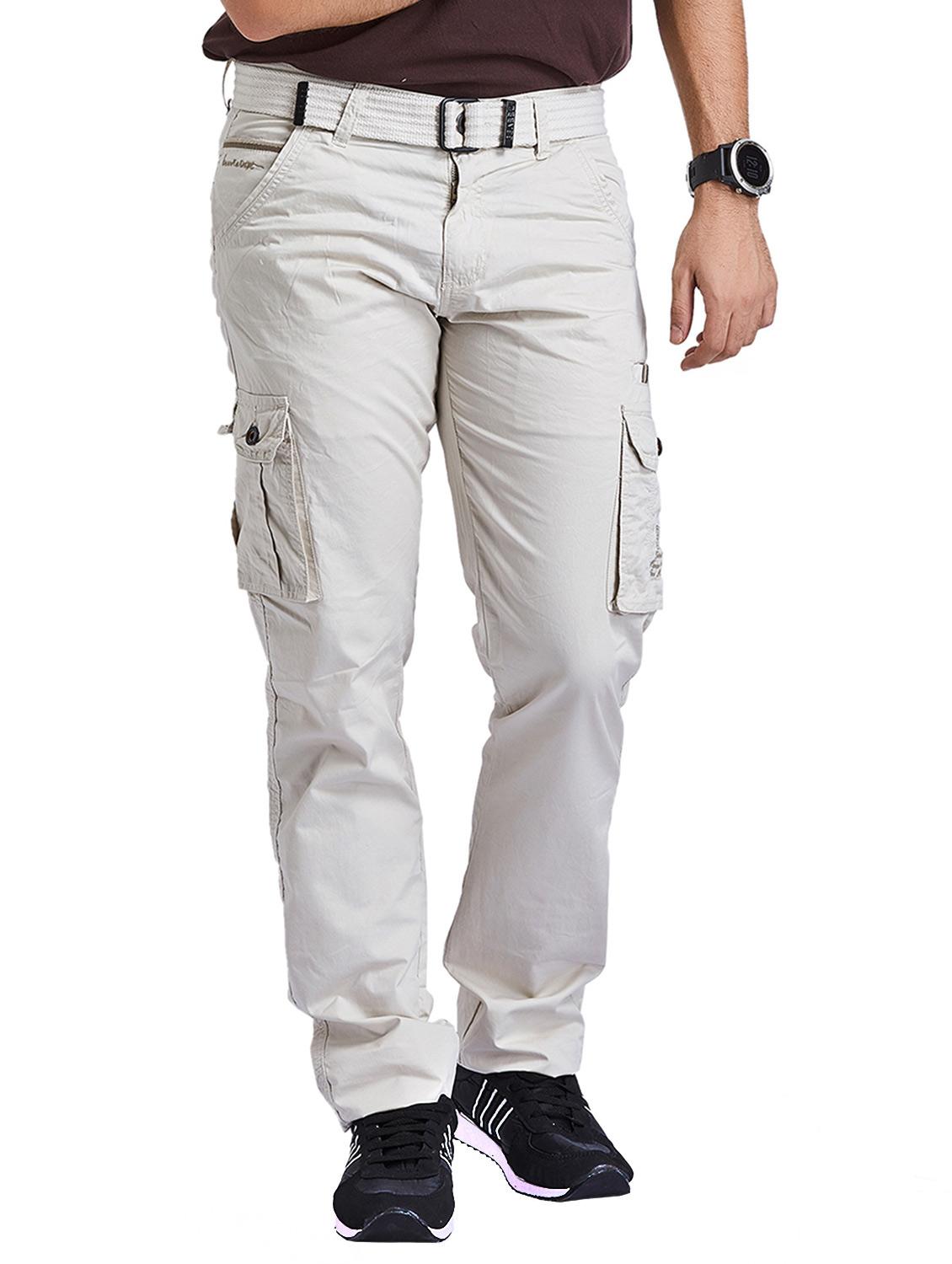 beige cotton cargos casual trousers - 14677506 - Zoom Image - 1