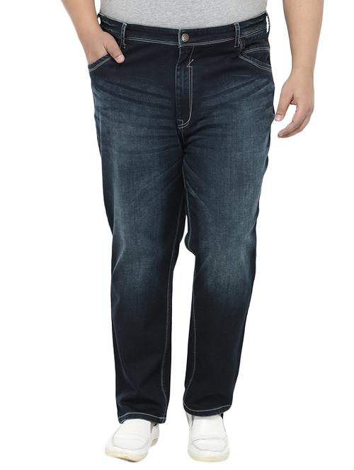 navy blue cotton plain jeans - 14679995 - Standard Image - 1