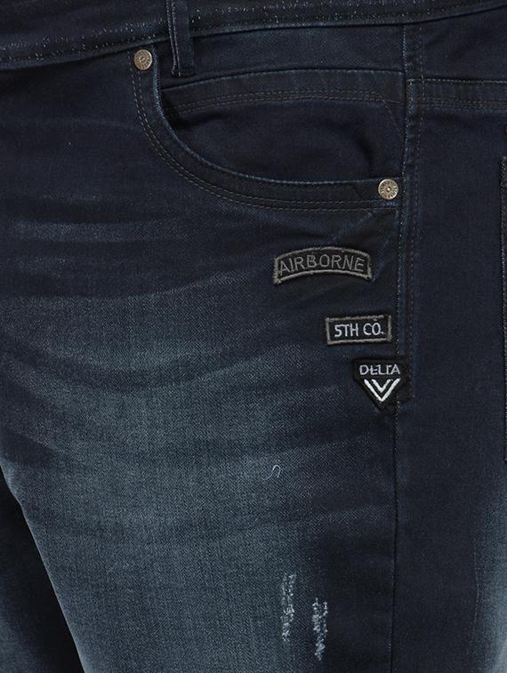 navy blue cotton plain jeans - 14679996 - Zoom Image - 4