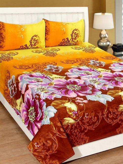 floral double bedsheet with 2 pillow covers - 14680107 - Standard Image - 1