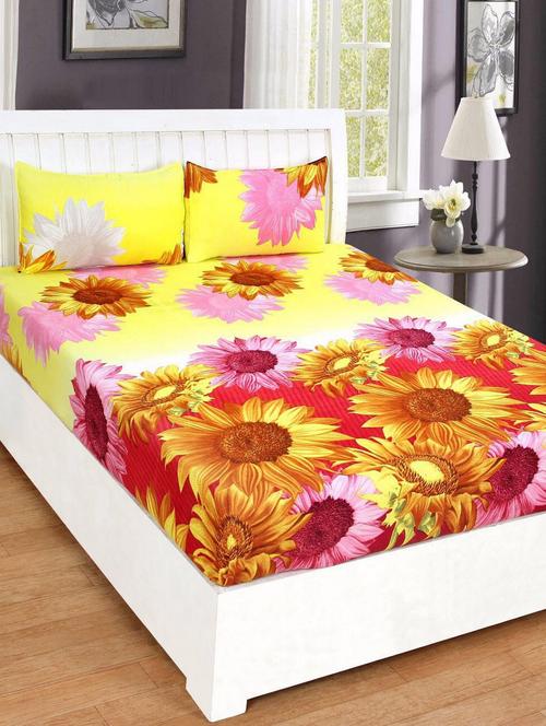floral double bedsheet with 2 pillow covers - 14680113 - Standard Image - 1