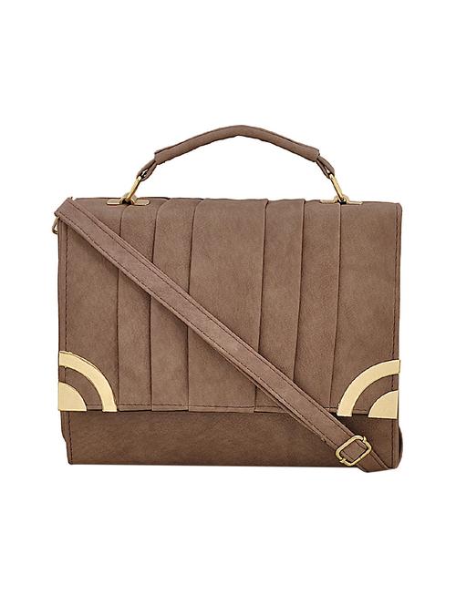 brown leatherette messenger sling bag - 14680728 - Standard Image - 1