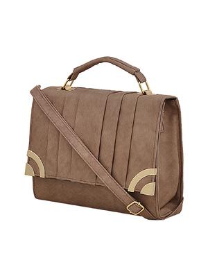 brown leatherette messenger sling bag - 14680728 - Standard Image - 4