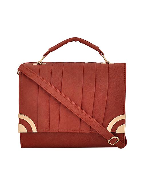 brown leatherette messenger sling bag - 14680729 - Standard Image - 1