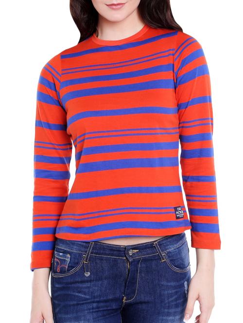 orange striped cotton tee - 14681334 - Standard Image - 1