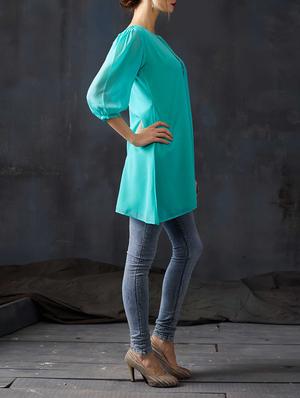 green georgette aline kurti - 14681351 - Standard Image - 2