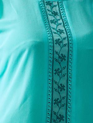 green georgette aline kurti - 14681351 - Standard Image - 4