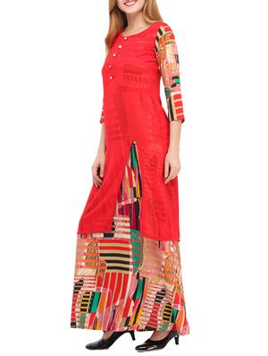 red viscose layered kurta - 14681423 - Standard Image - 2