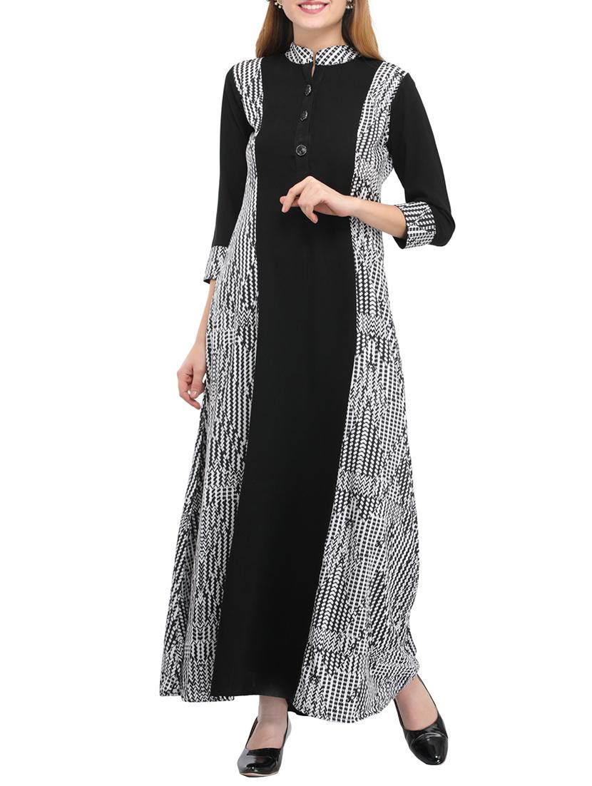 black viscose a-line kurta - 14681425 - Zoom Image - 1