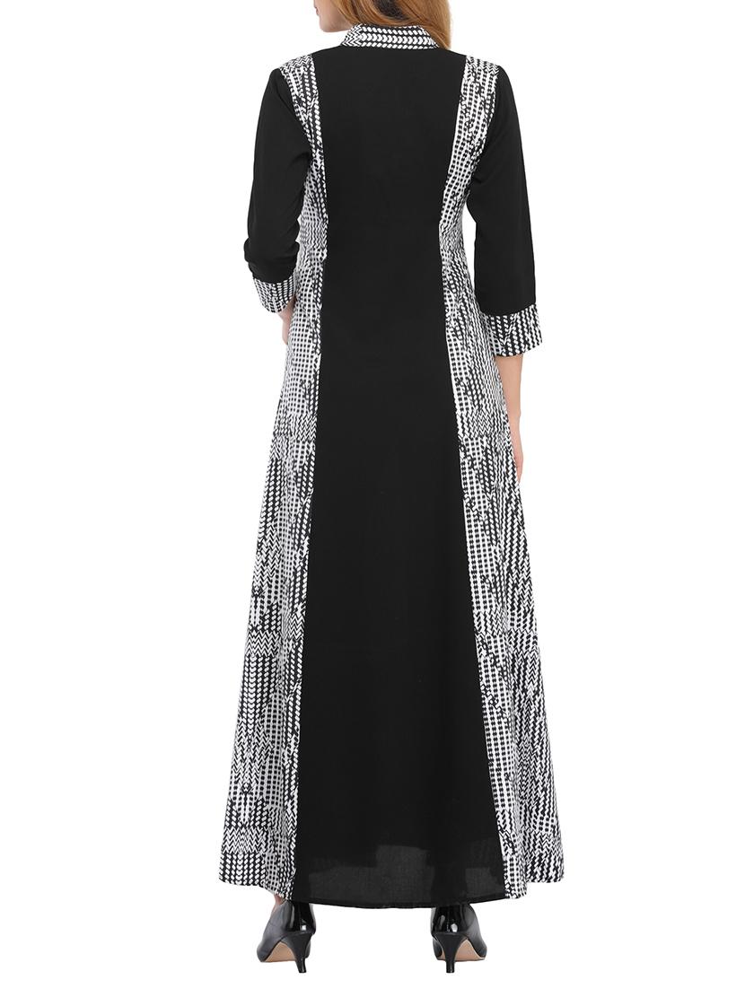 black viscose a-line kurta - 14681425 - Zoom Image - 3