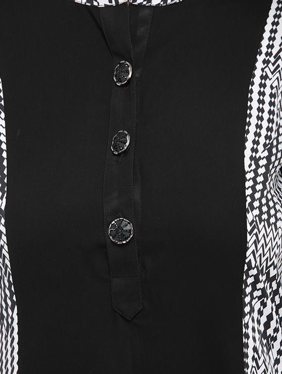 black viscose a-line kurta - 14681425 - Zoom Image - 4