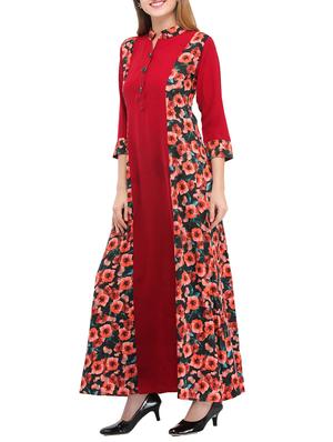 maroon viscose a-line kurta - 14681426 - Standard Image - 2