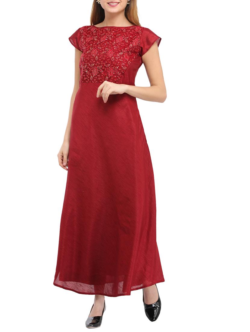maroon viscose a-line kurta - 14681427 - Zoom Image - 1