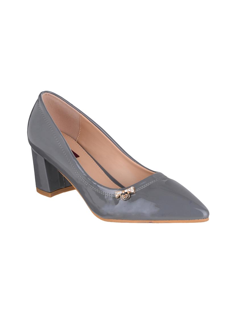 grey faux leather slip on pumps - 14693691 - Zoom Image - 1
